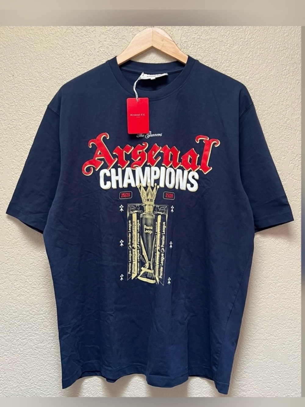 Arsenal Premier League Champions 25/26 Navy Crew T-Shirt Men’s Size-XL